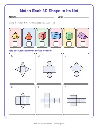 Match Each 3D Shape to Its Net