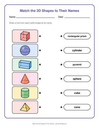 Match the 3D Shapes to Their Names