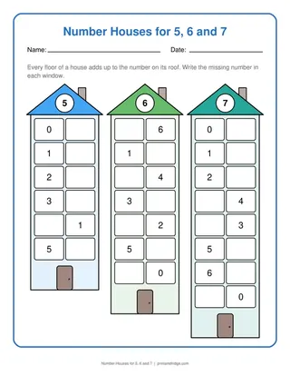 Number Houses for 5, 6 and 7