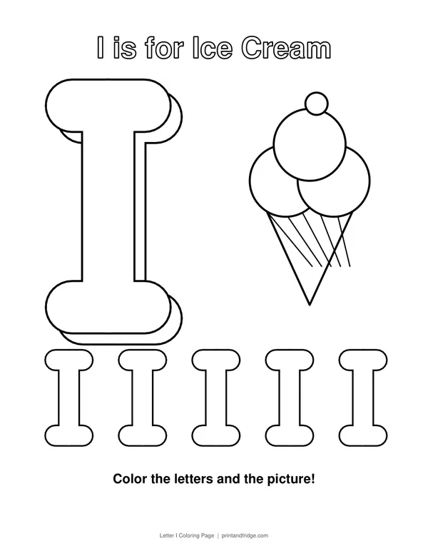Letter I Coloring Page printable coloring page