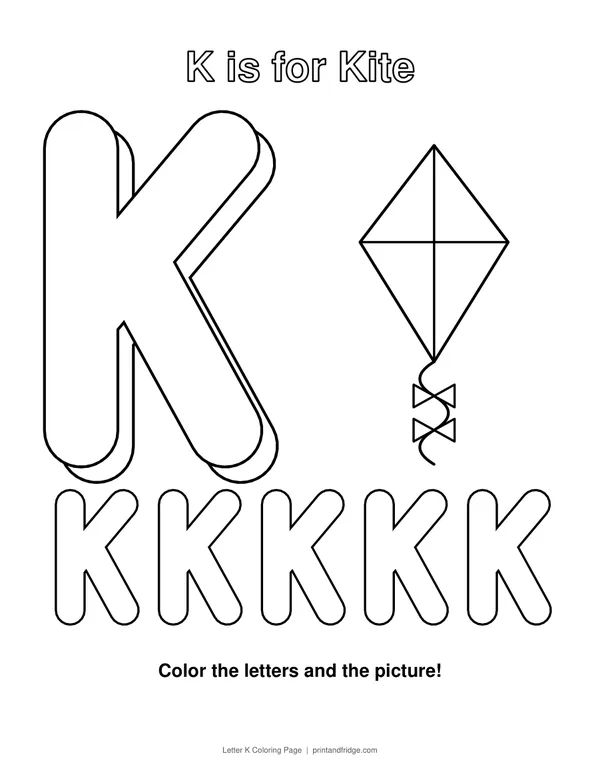 Letter K Coloring Page printable coloring page