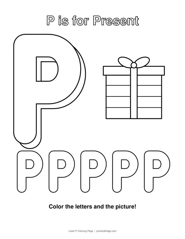 Letter P Coloring Page printable coloring page