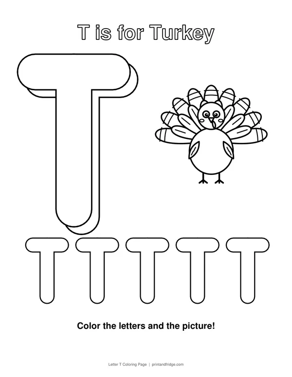 Letter T Coloring Page printable coloring page