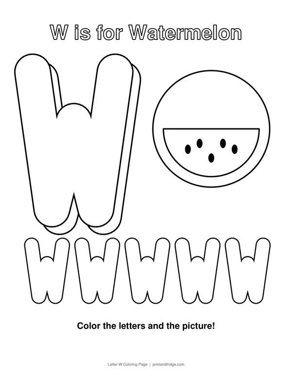 Letter W Coloring Page printable coloring page
