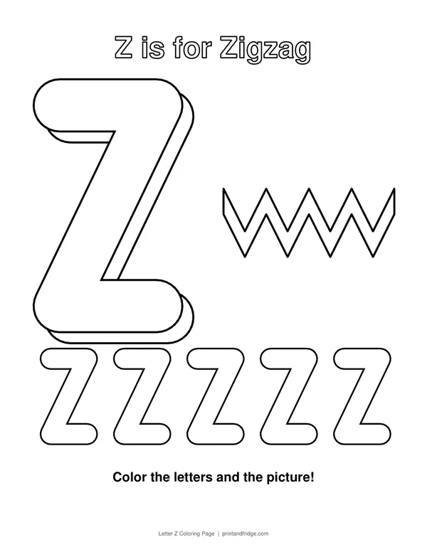 Letter Z Coloring Page printable coloring page