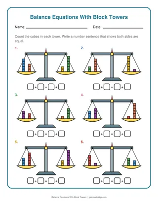 Balance Equations With Block Towers