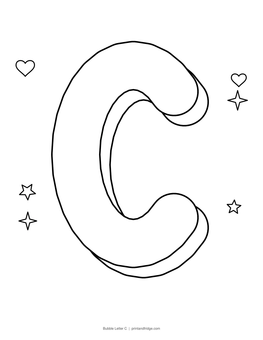 Bubble Letter C printable coloring page
