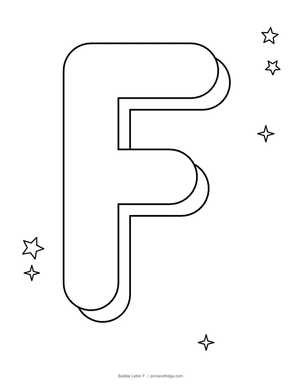 Bubble Letter F printable coloring page