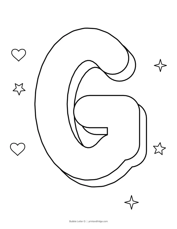Bubble Letter G printable coloring page