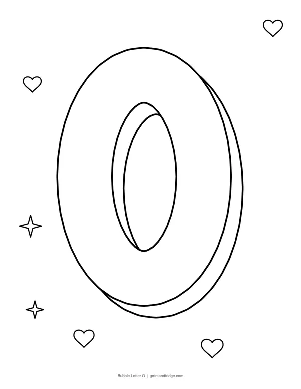 Bubble Letter O printable coloring page