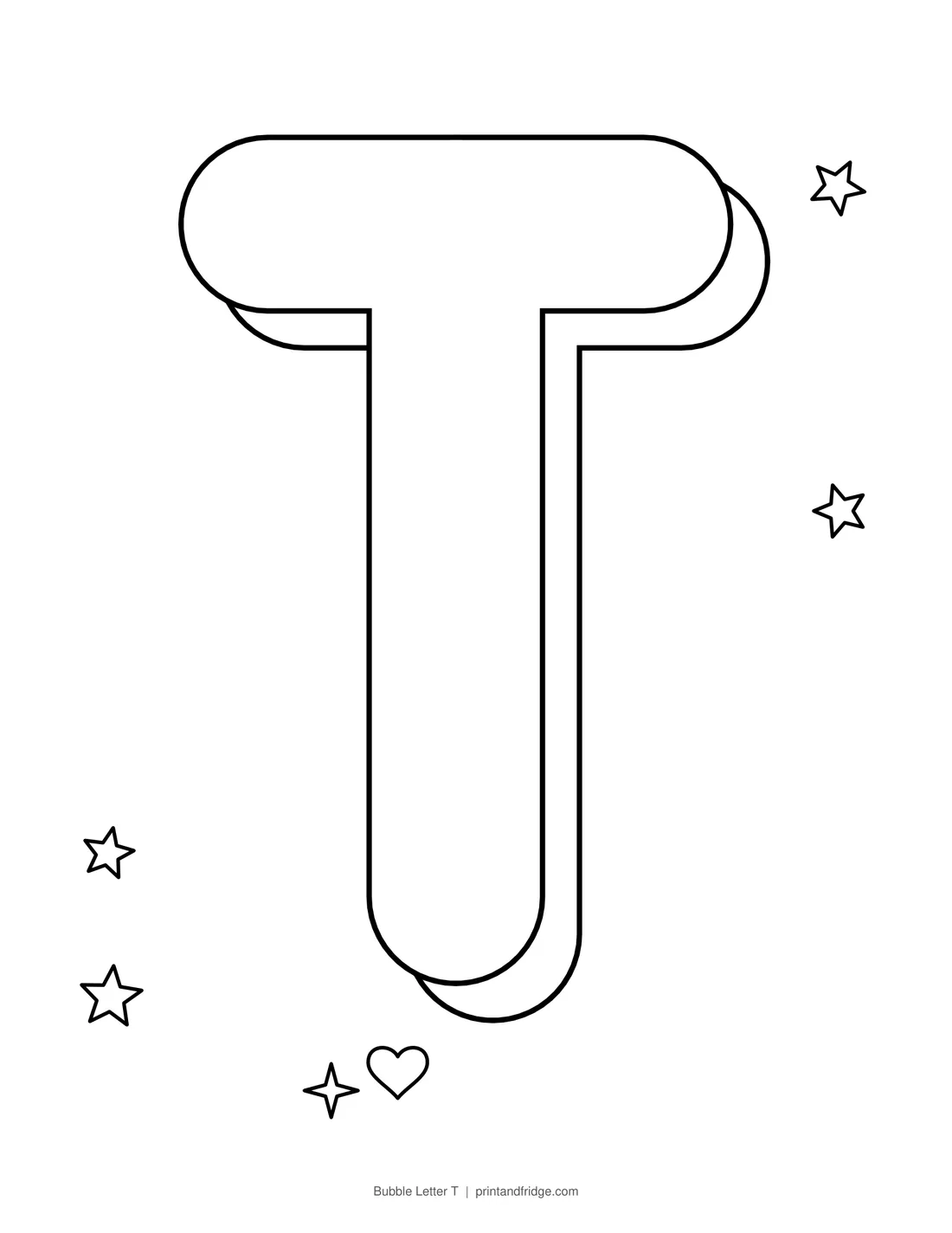 Bubble Letter T printable coloring page