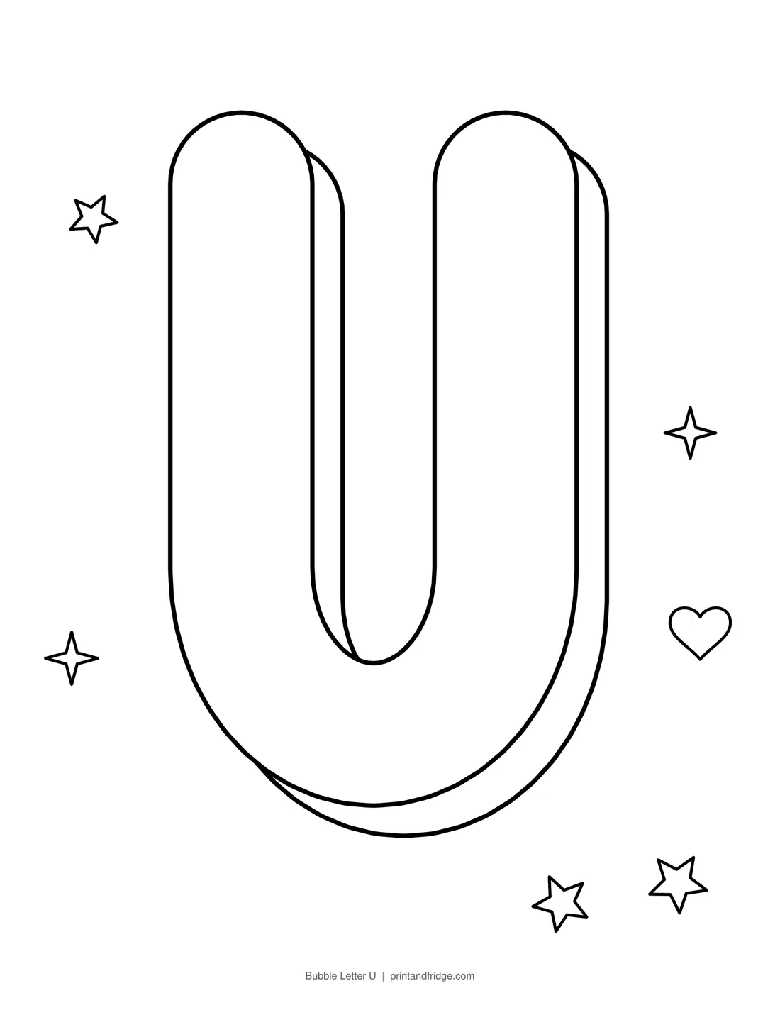 Bubble Letter U printable coloring page