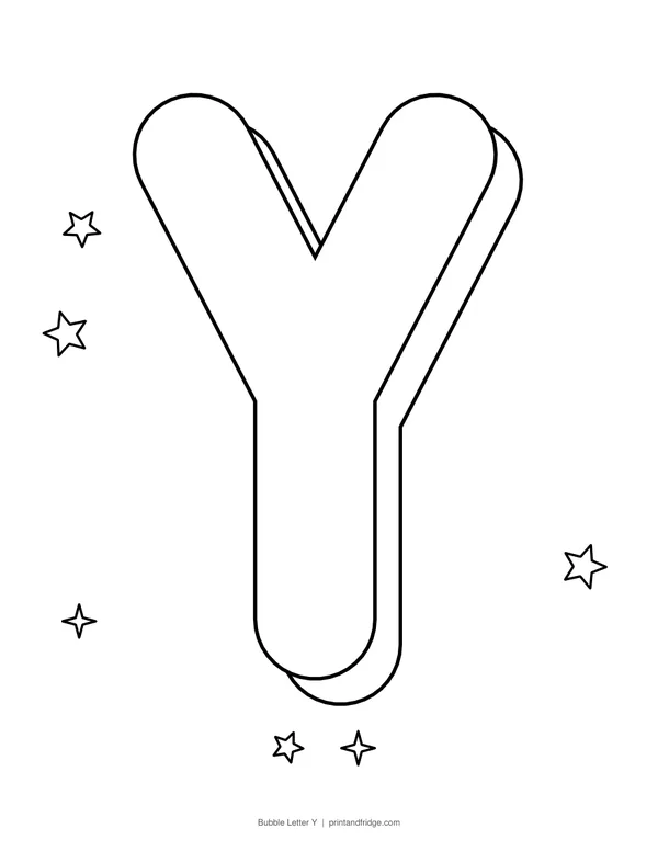 Bubble Letter Y printable coloring page