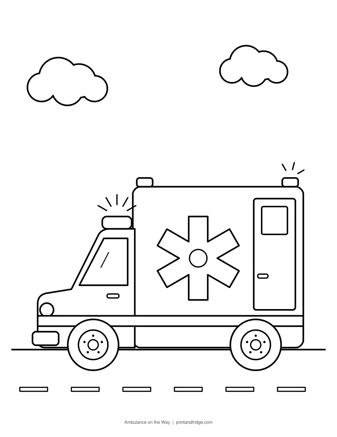 Ambulance on the Way printable coloring page