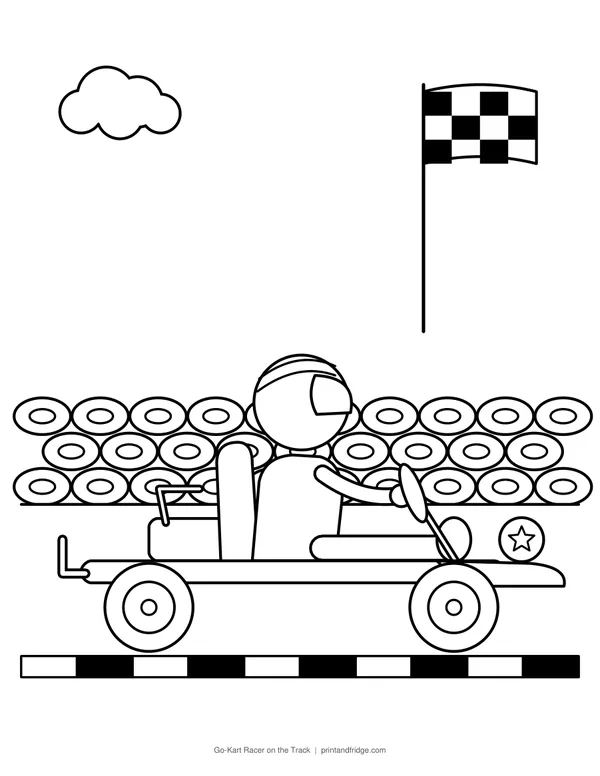 Go-Kart Racer on the Track printable coloring page