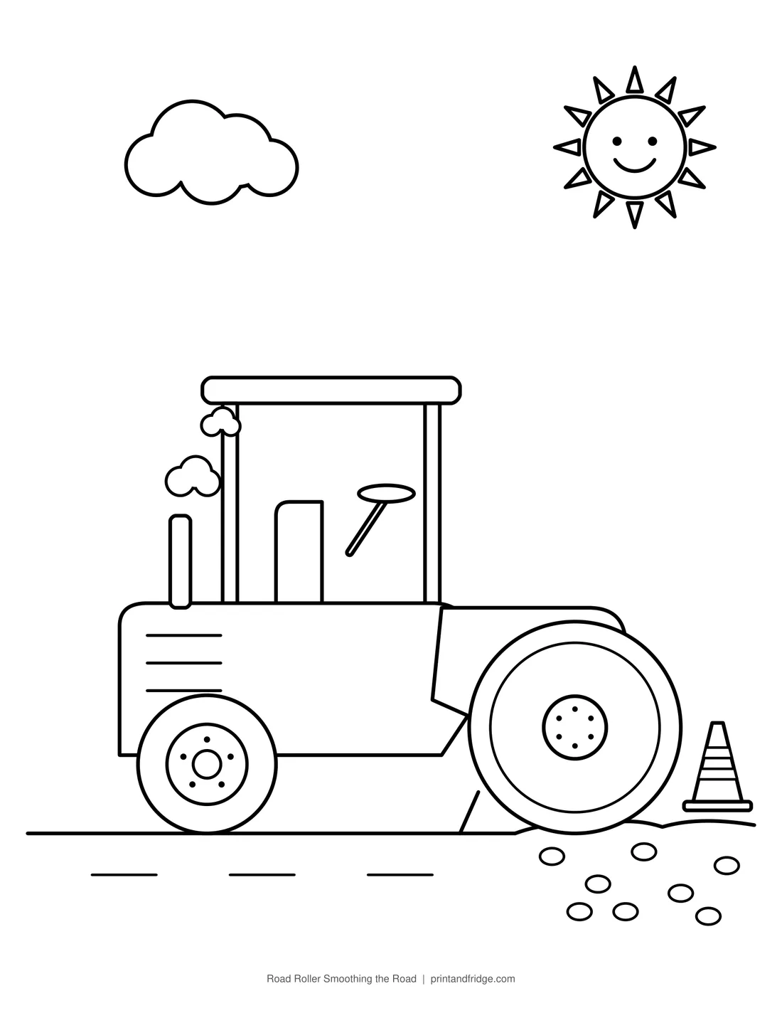 Road Roller Smoothing the Road printable coloring page