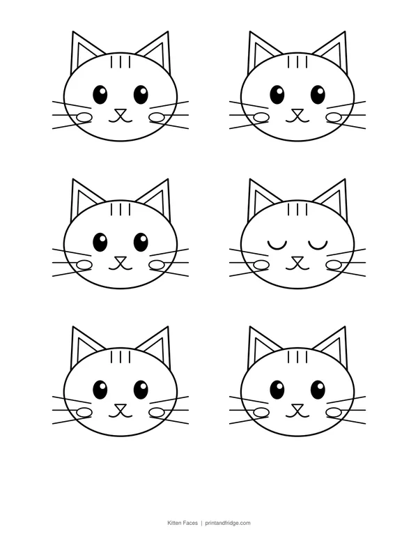 Kitten Faces printable coloring page