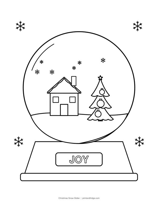 Christmas Snow Globe printable coloring page