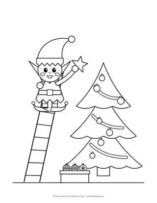 Elf Decorating the Christmas Tree