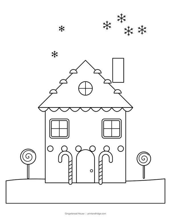 Gingerbread House printable coloring page
