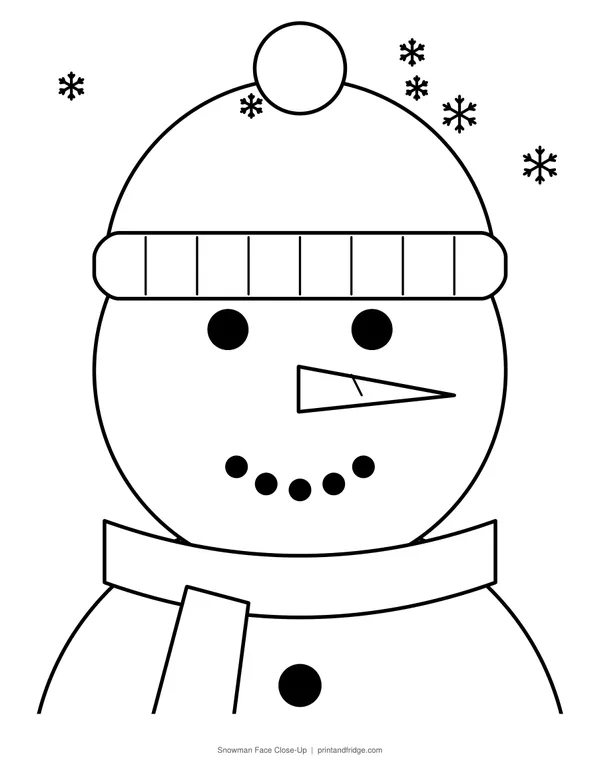 Snowman Face Close-Up printable coloring page