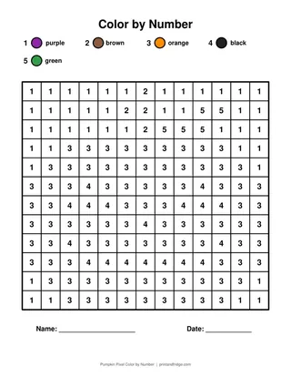 Pumpkin Pixel Color by Number