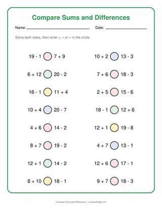Compare Sums and Differences