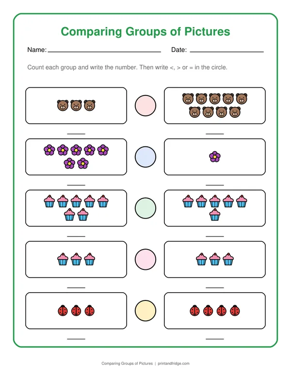 Comparing Groups of Pictures printable worksheet