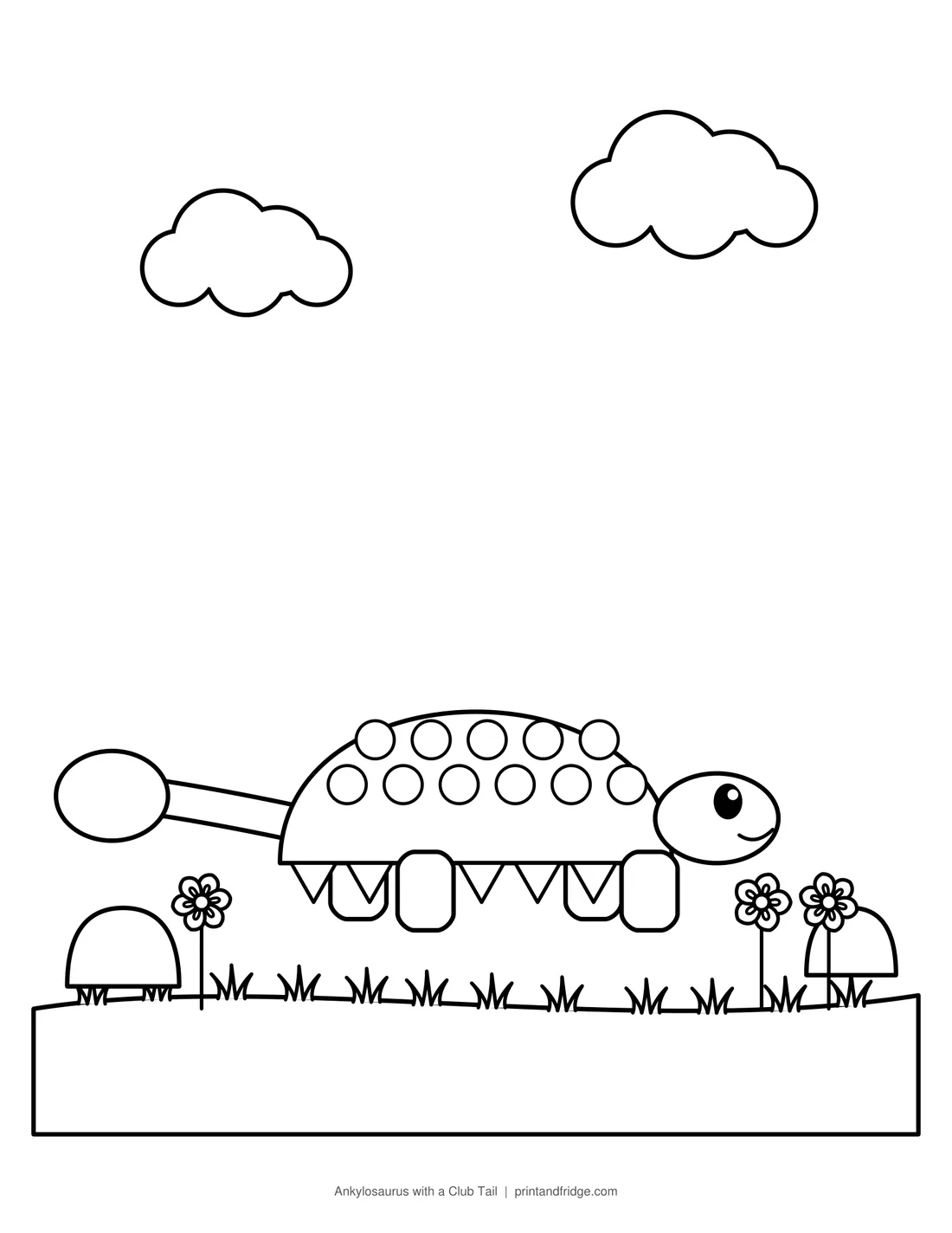 Ankylosaurus with a Club Tail printable coloring page