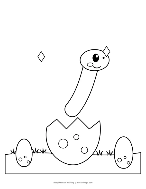Baby Dinosaur Hatching printable coloring page