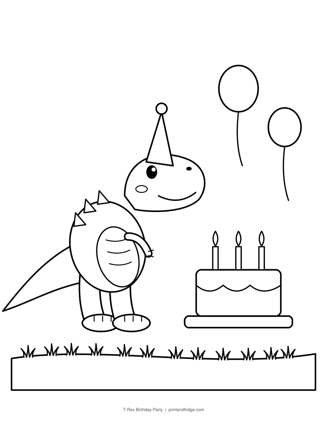 T-Rex Birthday Party printable coloring page