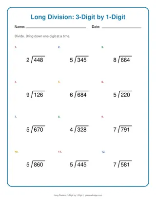 Long Division: 3-Digit by 1-Digit