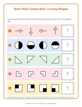 Draw What Comes Next: Turning Shapes