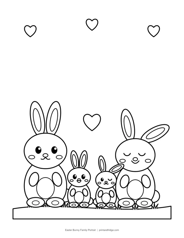 Easter Bunny Family Portrait printable coloring page