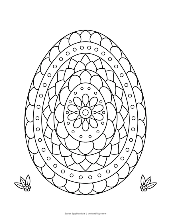 Easter Egg Mandala printable coloring page