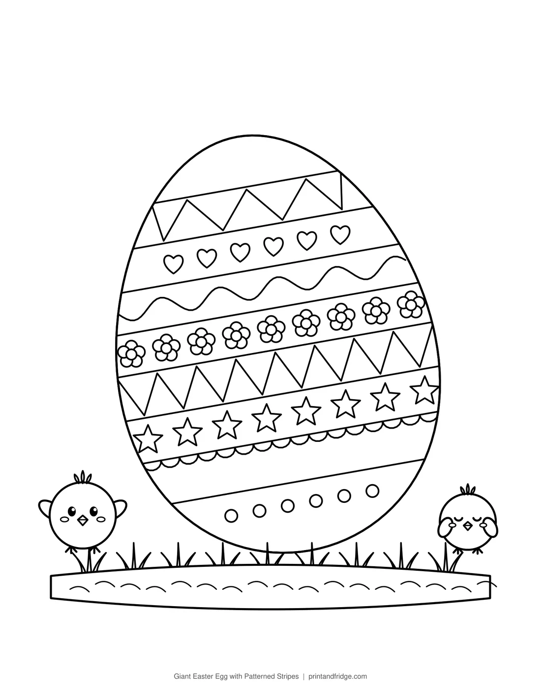 Giant Easter Egg with Patterned Stripes printable coloring page