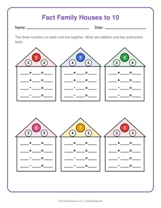 Fact Family Houses to 10