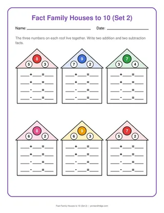 Fact Family Houses to 10 (Set 2)
