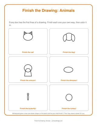 Finish the Drawing: Animals