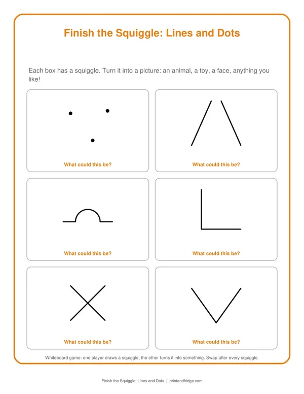 Finish the Squiggle: Lines and Dots printable game