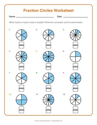 Fraction Circles Worksheet