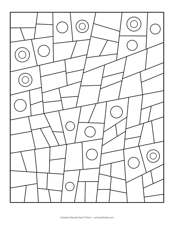Detailed Stained Glass Pattern printable coloring page