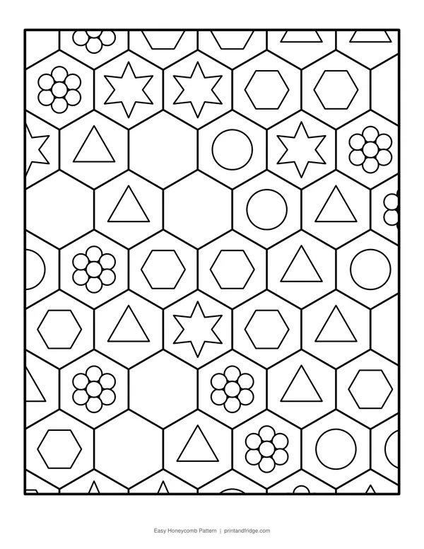 Easy Honeycomb Pattern printable coloring page