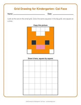 Grid Drawing for Kindergarten: Cat Face