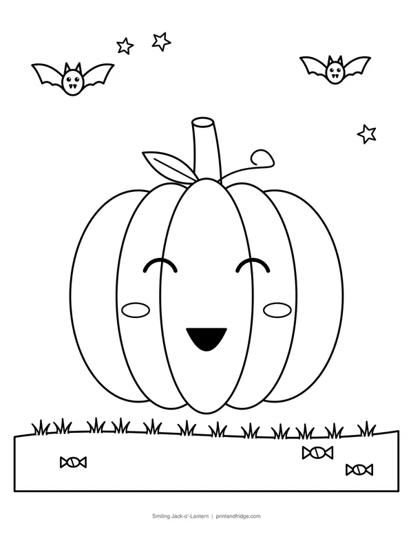 Smiling Jack-o'-Lantern coloring page