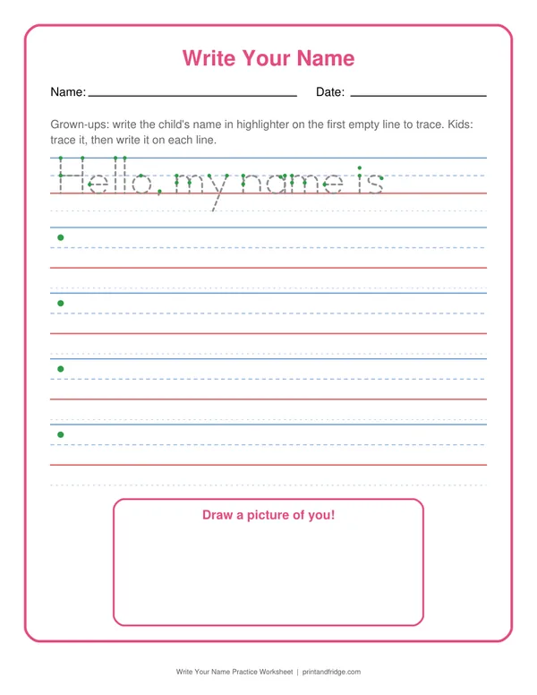 Write Your Name Practice Worksheet printable worksheet