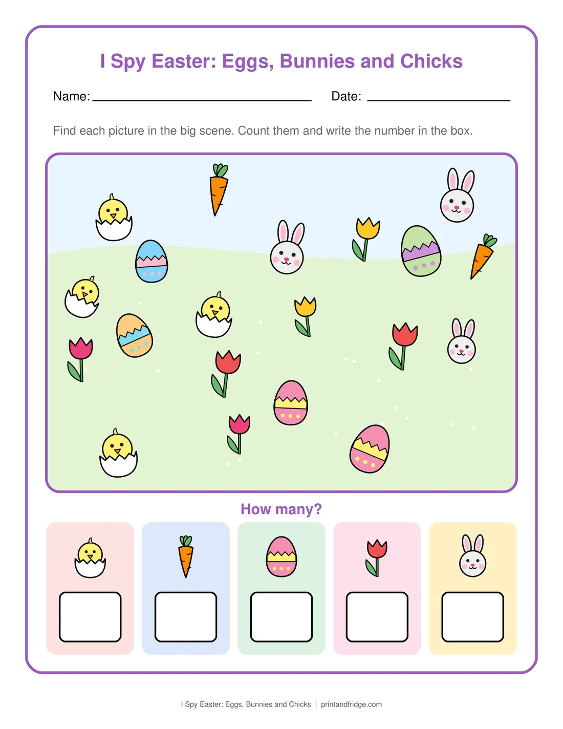 I Spy Easter: Eggs, Bunnies and Chicks printable worksheet