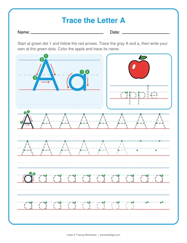 Letter A Tracing Worksheet printable worksheet