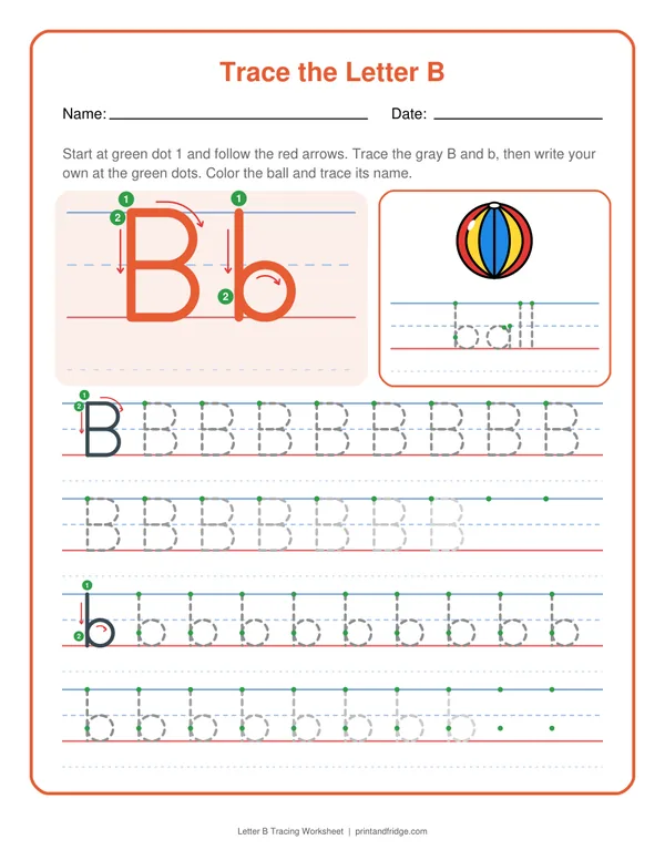 Letter B Tracing Worksheet printable worksheet