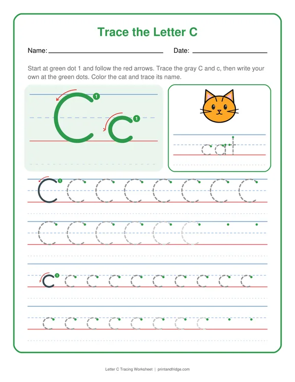 Letter C Tracing Worksheet printable worksheet